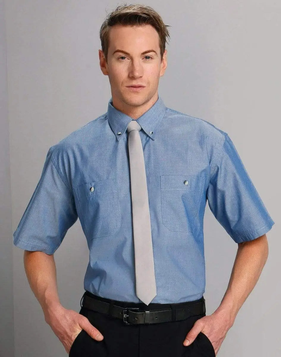 BENCHMARK Men's Chambray Short Sleeve BS03S Metro Workwear.